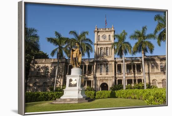 King Kamehameha Statue in Front of Aliiolani Hale (Hawaii State Supreme Court)-Michael DeFreitas-Framed Photographic Print