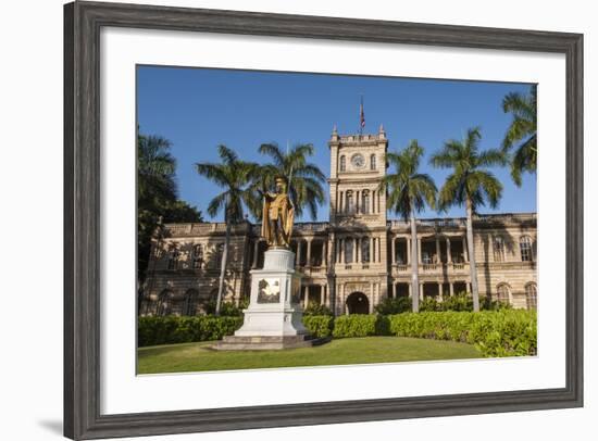 King Kamehameha Statue in Front of Aliiolani Hale (Hawaii State Supreme Court)-Michael DeFreitas-Framed Photographic Print