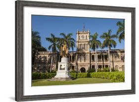 King Kamehameha Statue in Front of Aliiolani Hale (Hawaii State Supreme Court)-Michael DeFreitas-Framed Photographic Print