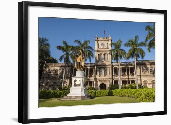 King Kamehameha Statue in Front of Aliiolani Hale (Hawaii State Supreme Court)-Michael DeFreitas-Framed Photographic Print