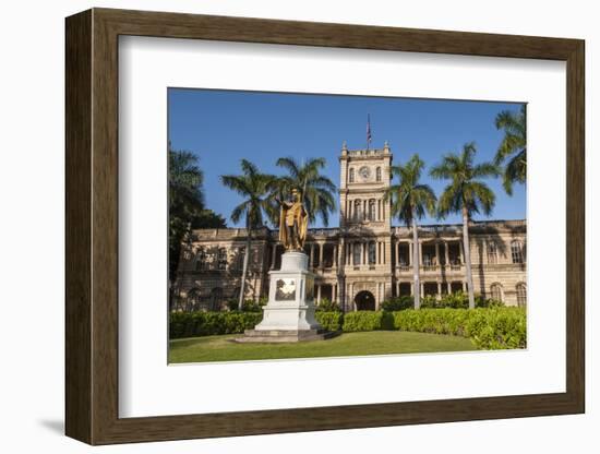 King Kamehameha Statue in Front of Aliiolani Hale (Hawaii State Supreme Court)-Michael DeFreitas-Framed Photographic Print