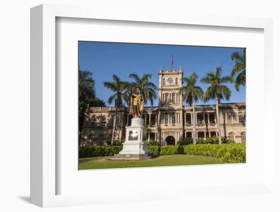 King Kamehameha Statue in Front of Aliiolani Hale (Hawaii State Supreme Court)-Michael DeFreitas-Framed Photographic Print