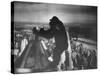 King Kong Clinging to Top of Empire State Building Tower in Horror Movie with Fay Wray in His Hands-Alfred Eisenstaedt-Stretched Canvas