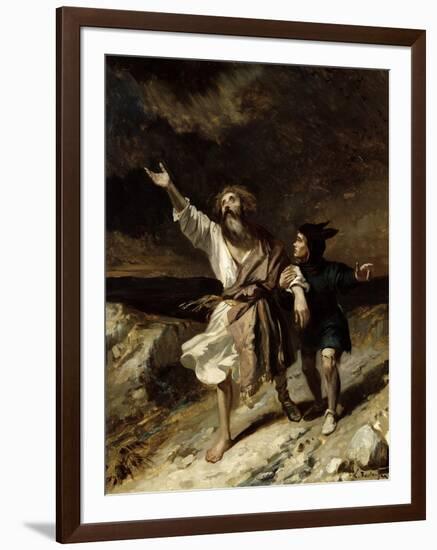 King Lear and the Fool in the Storm, Act III Scene 2 from "King Lear" by William Shakespeare 1836-Louis Boulanger-Framed Giclee Print