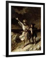 King Lear and the Fool in the Storm, Act III Scene 2 from "King Lear" by William Shakespeare 1836-Louis Boulanger-Framed Giclee Print