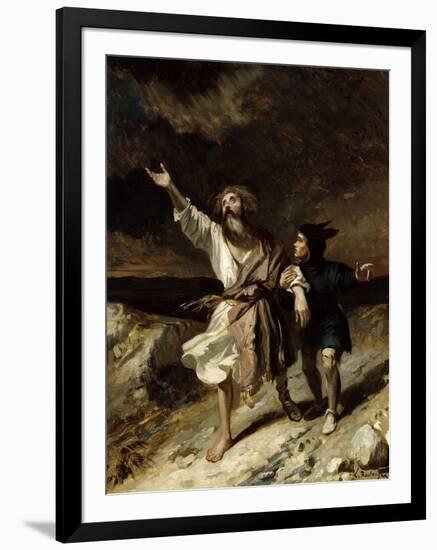 King Lear and the Fool in the Storm, Act III Scene 2 from "King Lear" by William Shakespeare 1836-Louis Boulanger-Framed Giclee Print