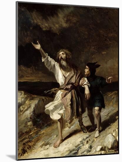 King Lear and the Fool in the Storm, Act III Scene 2 from "King Lear" by William Shakespeare 1836-Louis Boulanger-Mounted Giclee Print