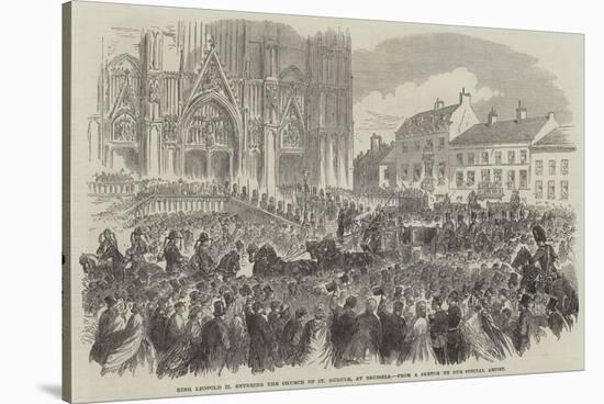 King Leopold II Entering the Church of St Gudule, at Brussels-null-Stretched Canvas