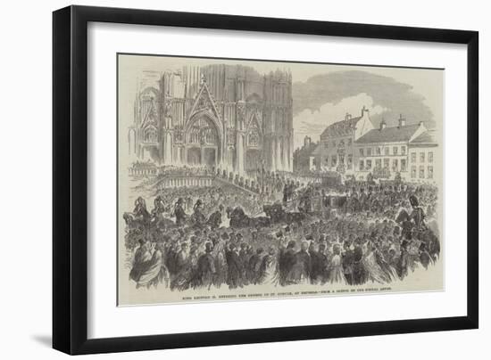 King Leopold II Entering the Church of St Gudule, at Brussels-null-Framed Giclee Print