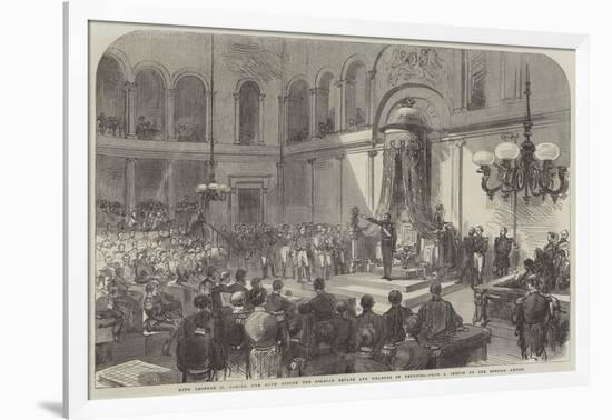 King Leopold II Taking the Oath before the Belgian Senate and Chamber of Deputies-null-Framed Giclee Print