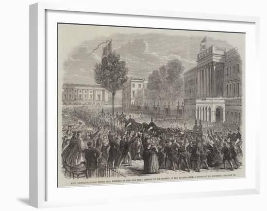 King Leopold's Public Entry into Brussels on the 24th Ult, Arrival of His Majesty at the Palace-null-Framed Giclee Print