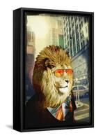 King Lion of the Urban Jungle-GI ArtLab-Framed Stretched Canvas