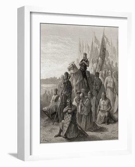 King Louis IX (1217-70) before Damietta, Illustration from 'Bibliotheque Des Croisades' by J-F.…-Gustave Doré-Framed Giclee Print