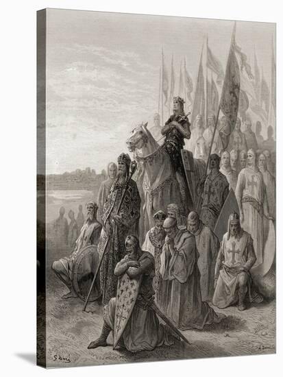 King Louis IX (1217-70) before Damietta, Illustration from 'Bibliotheque Des Croisades' by J-F.…-Gustave Doré-Stretched Canvas