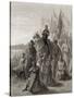 King Louis IX (1217-70) before Damietta, Illustration from 'Bibliotheque Des Croisades' by J-F.…-Gustave Doré-Stretched Canvas