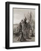 King Louis IX (1217-70) before Damietta, Illustration from 'Bibliotheque Des Croisades' by J-F.…-Gustave Doré-Framed Giclee Print