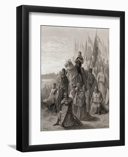 King Louis IX (1217-70) before Damietta, Illustration from 'Bibliotheque Des Croisades' by J-F.…-Gustave Doré-Framed Giclee Print