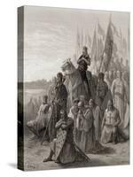 King Louis IX (1217-70) before Damietta, Illustration from 'Bibliotheque Des Croisades' by J-F.…-Gustave Doré-Stretched Canvas