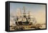 King Louis-Philippe (1830-48) Disembarking at Portsmouth, 8th October 1844, 1846-Louis Eugene Gabriel Isabey-Framed Stretched Canvas