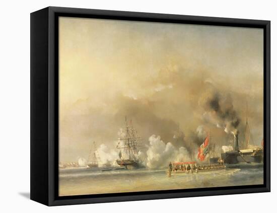 King Louis-Philippe Escorting Queen Victoria Aboard the Royal Yacht Victoria and Albert at Treport-Louis Eugene Gabriel Isabey-Framed Stretched Canvas
