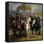 King Louis-Philippe of France and His Sons Leaving the Chateau of Versailles on Horseback, 1846-Antoine Charles Horace Vernet-Framed Stretched Canvas