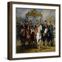 King Louis-Philippe of France and His Sons Leaving the Chateau of Versailles on Horseback, 1846-Antoine Charles Horace Vernet-Framed Giclee Print