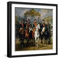 King Louis-Philippe of France and His Sons Leaving the Chateau of Versailles on Horseback, 1846-Antoine Charles Horace Vernet-Framed Giclee Print