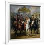 King Louis-Philippe of France and His Sons Leaving the Chateau of Versailles on Horseback, 1846-Antoine Charles Horace Vernet-Framed Giclee Print