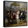 King Louis-Philippe of France and His Sons Leaving the Chateau of Versailles on Horseback, 1846-Antoine Charles Horace Vernet-Framed Stretched Canvas