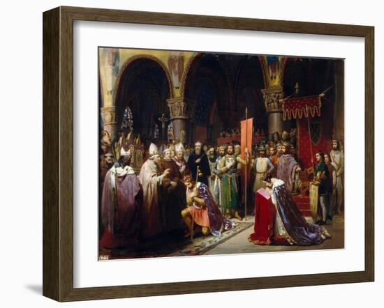 King Louis VII Takes the Standard at Saint-Denis-Jean-Baptiste Mauzaisse-Framed Giclee Print