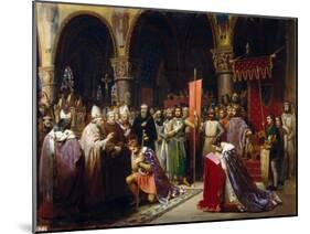 King Louis VII Takes the Standard at Saint-Denis-Jean-Baptiste Mauzaisse-Mounted Giclee Print