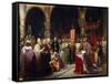 King Louis VII Takes the Standard at Saint-Denis-Jean-Baptiste Mauzaisse-Framed Stretched Canvas