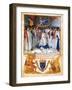 King Louis XI presides a chapter meeting of the Order of Saint Michel.Beneath the image.-Jean Fouquet-Framed Giclee Print