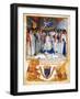 King Louis XI presides a chapter meeting of the Order of Saint Michel.Beneath the image.-Jean Fouquet-Framed Giclee Print