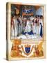 King Louis XI presides a chapter meeting of the Order of Saint Michel.Beneath the image.-Jean Fouquet-Stretched Canvas