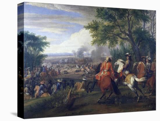 King Louis XIV at Defeat of Spanish Army Near Bruges Canal in 1667, Painting by Van Der Meulen-null-Stretched Canvas