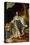 King Louis XV of France in Coronation Robe. 1730-Hyacinthe Rigaud-Stretched Canvas