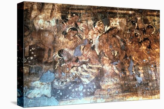 King Mahajanaka Listening to Queen Vivali, Ajanta Cave Fresco, India, 1st-5th Century Ad-null-Stretched Canvas
