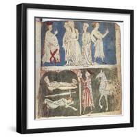 King Mark Exiles Tristan and Isolde and King Mark Finds Tristan and Isolde Sleeping in a Cave-Gottfried Von Strassburg-Framed Giclee Print