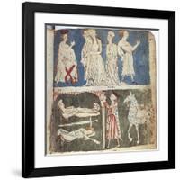 King Mark Exiles Tristan and Isolde and King Mark Finds Tristan and Isolde Sleeping in a Cave-Gottfried Von Strassburg-Framed Giclee Print