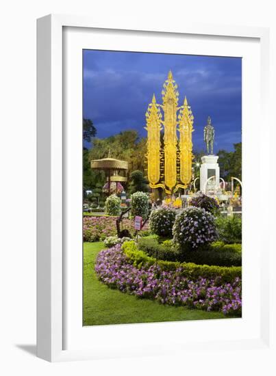 King Mengrai Monument at Night, Chiang Rai, Northern Thailand, Thailand, Southeast Asia, Asia-Stuart Black-Framed Photographic Print