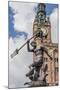 King Neptune Statue in the Long Market, Dlugi Targ, with Town Hall Clock, Gdansk, Poland, Europe-Michael Nolan-Mounted Photographic Print