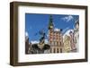 King Neptune Statue in the Long Market, Dlugi Targ, with Town Hall Clock, Gdansk, Poland, Europe-Michael Nolan-Framed Photographic Print
