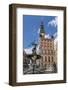 King Neptune Statue in the Long Market, Dlugi Targ, with Town Hall Clock, Gdansk, Poland, Europe-Michael Nolan-Framed Photographic Print