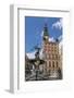 King Neptune Statue in the Long Market, Dlugi Targ, with Town Hall Clock, Gdansk, Poland, Europe-Michael Nolan-Framed Photographic Print