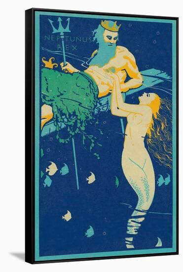 King Neptune with Mermaid-null-Framed Stretched Canvas