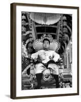 King Norodom Sihanouk of Cambodia Sitting in His Throne Wearing "Sampots", Sarong Style Pants-Howard Sochurek-Framed Premium Photographic Print