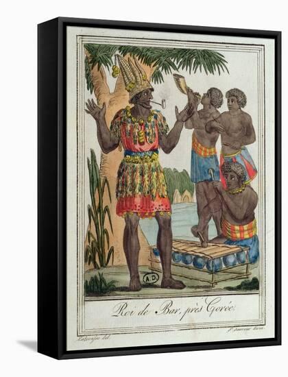 King of Bar, Near Gorée, Senegal, from Costumes De Différents Pays, 1796-Jacques Grasset de Saint-Sauveur-Framed Stretched Canvas