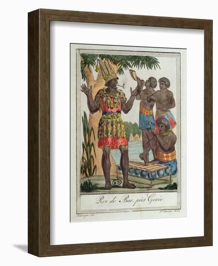 King of Bar, Near Gorée, Senegal, from Costumes De Différents Pays, 1796-Jacques Grasset de Saint-Sauveur-Framed Giclee Print