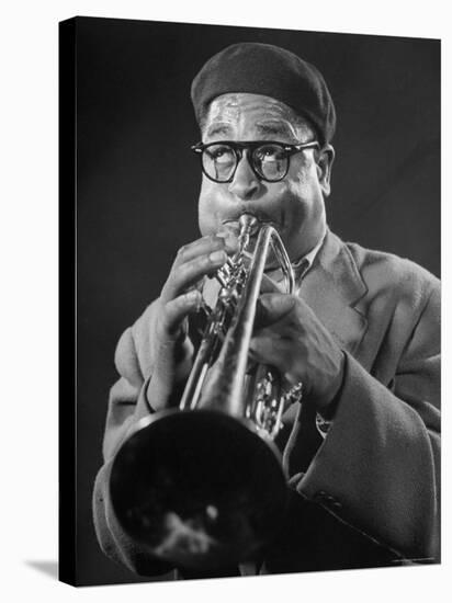 King of Bebop Trumpeters Dizzy Gillespie Playing "Cool" Jazz Tune During Jam Session-Allan Grant-Stretched Canvas